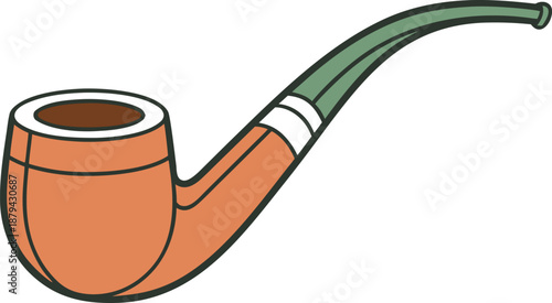 Flat Vector Smoking Pipe Icon Orange Brown with Green Mouthpiece, Saint Patrick's Day
, Adobe Illustrator Artwork