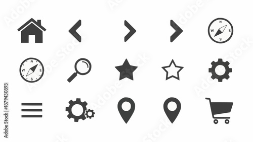 Collection of simple flat design icons for web and mobile applications.