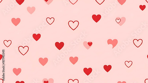 Minimal Valentine Pattern With Small Hearts On Soft Pink Background