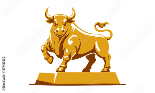 Gold investment concept with bull market symbol vector illustration, easily editable.