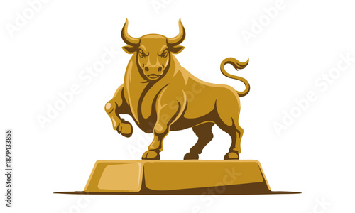 Business success concept with golden bull and gold bar 
 vector illustration, easily editable.