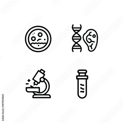  Cultured Lab-Grown Meat and Synthetic Protein Line Art Icons.
