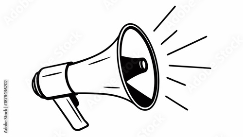 A megaphone emitting sound waves, illustration, loudspeaker, communication, announcement