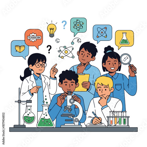 A group of students engaged in science experiments