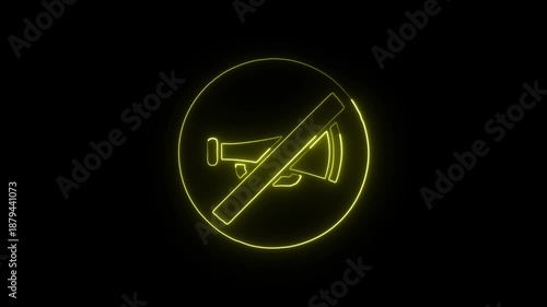 No Horn Icon Animation with Glowing Lines on Black Background