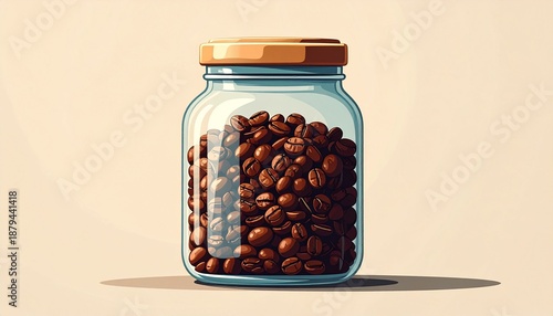 Coffee Beans in Container Illustration