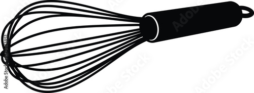 Black wire whisk, kitchen utensil for mixing ingredients, cooking tool