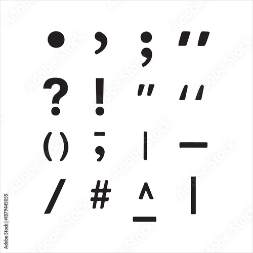 Collection of punctuation marks and mathematical vector symbols, Bold punctuation marks: quotation, period, question, exclamation