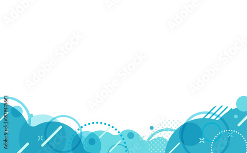 水色のポップなフレーム下_背景なし_横