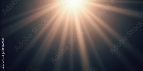 Sun shining through clouds with bright rays of light