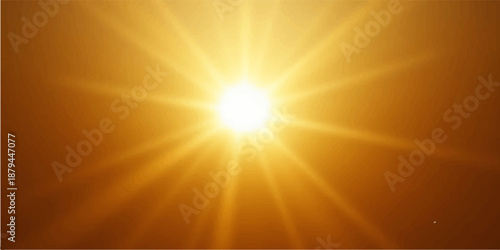 Sun with bright rays of light in a warm sky