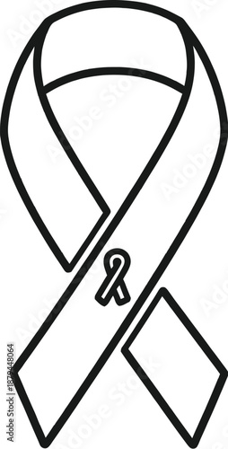 Outline drawing of a conceptual awareness ribbon symbol featuring a small inner ribbon detail representing support for various important health causes