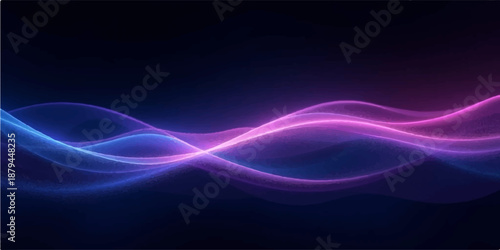 Abstract blue and purple background design featuring glowing fractal waves and digital motion lines for a high-tech wallpaper illustration with an energetic light flow texture