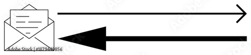 Email communication. Email ed with directional arrows data flow and communication. Email as a fast, efficient, and effective method of exchanging information. For technology, business, networking