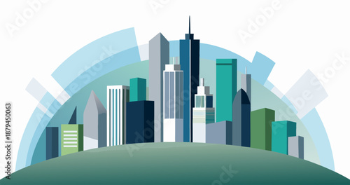 Modern Geometric City Skyline Vector Illustration Design