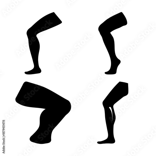 Collection of diverse human leg silhouettes showcasing various postures and dynamic movement