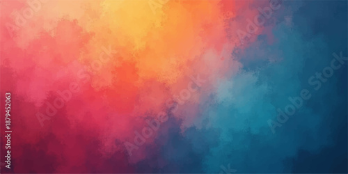 Abstract colorful watercolor background with a grunge paint texture featuring orange fire and yellow smoke patterns on a vintage paper canvas