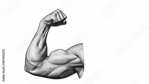 Muscular Bicep Flexing Arm Showing Strength and Power.
