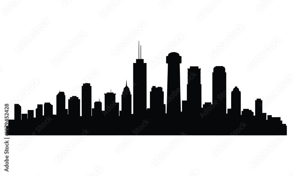 Obraz premium City skyline silhouette at dusk or dawn