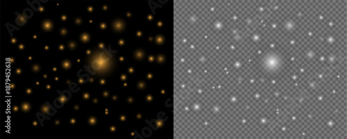 Gold Glowing Light Particles Overlay on Dark Background