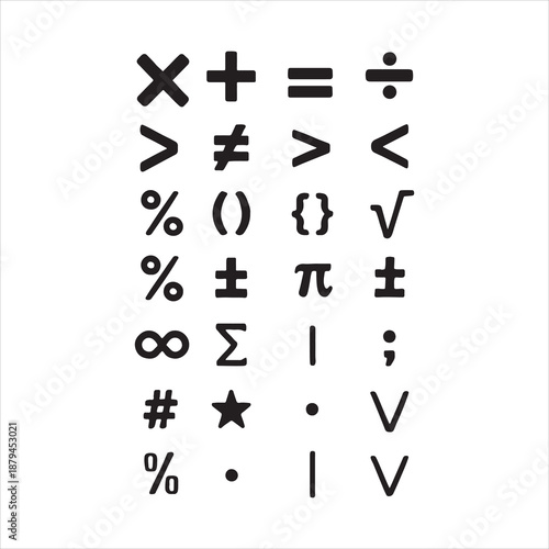 Mathematical symbols and operators vector, A simple illustration of various mathematical symbols and operators