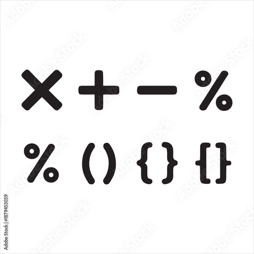 Mathematical symbols and operators vector, A simple illustration of various mathematical symbols and operators