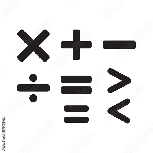 Mathematical symbols and operators vector, A simple illustration of various mathematical symbols and operators