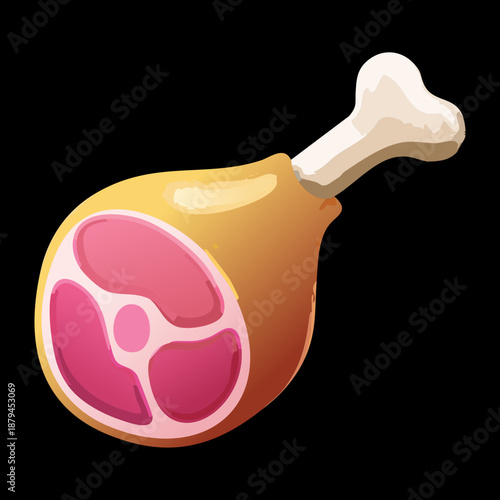 Smoked meat ham bone leg delicious protein food for butcher shop menu or grocery store advertisement poster - Vector Illustration