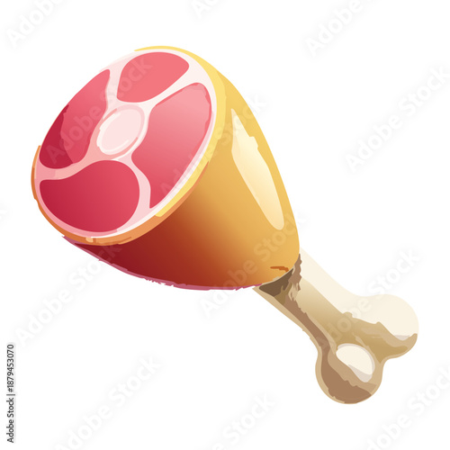 Smoked ham hock or meat leg with bone for protein rich meal and butcher shop - Vector Illustration