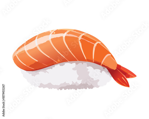 Fresh salmon nigiri sushi for asian food menu and healthy seafood diet advertisement design - Vector Illustration