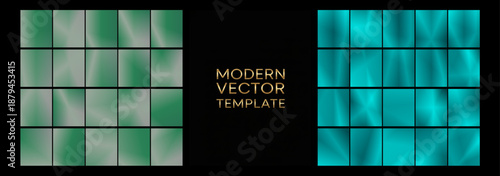 Bright green gradients aligned beside a dark emblem panel evoke freshness and energy, perfect for eco brands, tech interfaces, health campaigns, and modern presentations.	
