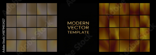 Refined series of warm bronze gradient rectangles arranged on a dark canvas, perfect for upscale branding, packaging mockups, invites, and digital layouts