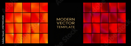Glowing mix of orange and magenta gradient tiles arranged in a sleek grid, creating expressive, colorful backdrops ideal for music events, social posts, and branding.	