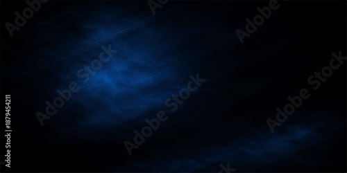 Blue abstract background with light rays and clouds