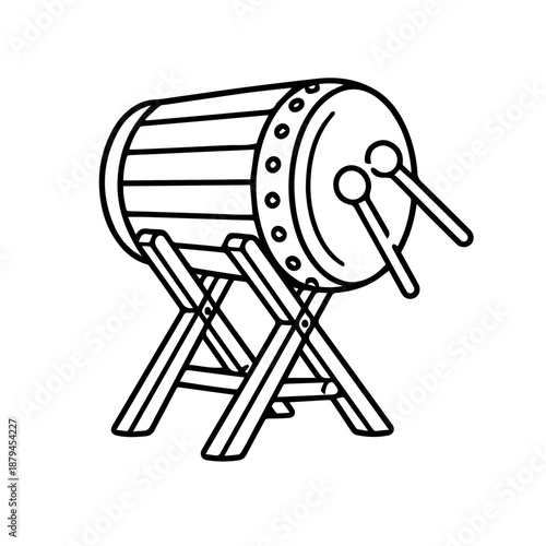 Bedug Drum with Stick Icon Symbolizing Traditional Ramadan Announcement and Islamic Culture