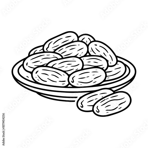 Dates on Plate Icon Representing Iftar Food Tradition and Muslim Fasting Culture