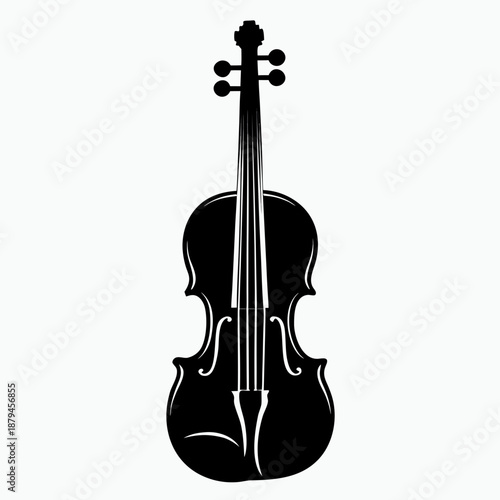 Classic black violin silhouette on white background  