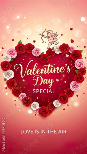 Romantic Heart-Shaped Rose Wreath Design for a Special Celebration of Love and Affection, Perfect for February's Day of Hearts