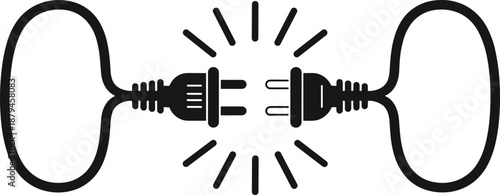 Two black plugs connected with energy rays electrical