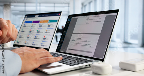 Cuadro en lienzo Human Resources Manager Reviewing Job Application Online