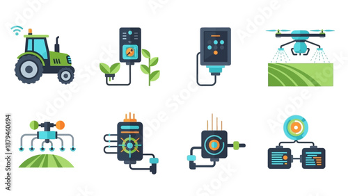 Collection of Smart Farming Technology Icons for Precision Agriculture Systems