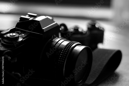 An antique 35mm film camera on the table