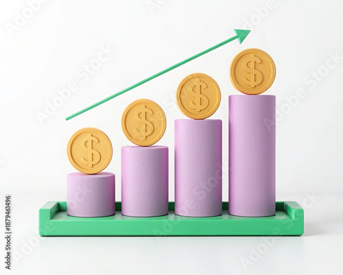 Money chart shows growth finance economics marketing presentation analysis data analytics visual isolated on white background