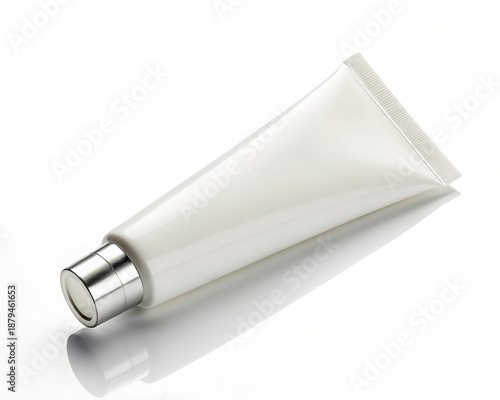 Simple white cosmetic cream tube package mock up for skincare beauty product or medical treatment on white background