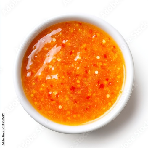 Fresh and Vibrant Chili Sauce in White Bowl Perfect for Dipping, Cooking, or Flavor Enhancement