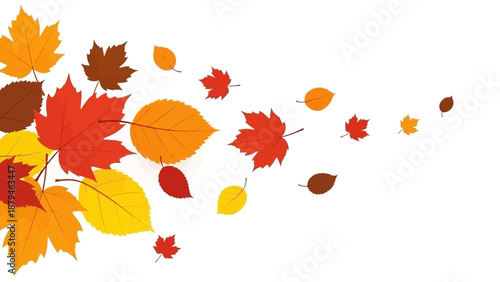 Autumn Leaves Falling in a Gentle Breeze - Seasonal Fall Colors