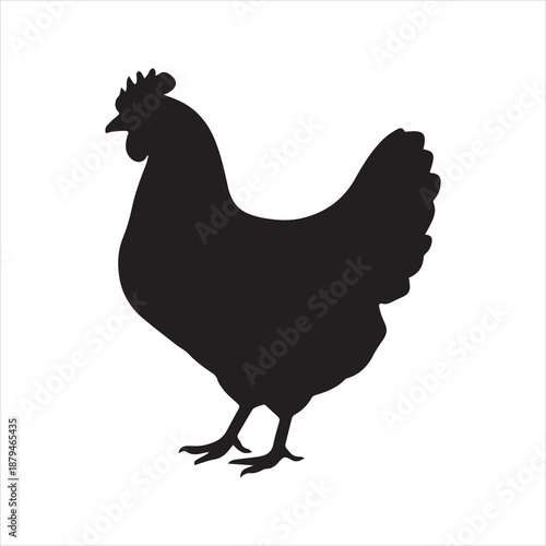 Chicken Silhouette Icon – Farm Bird Animal Vector Illustration