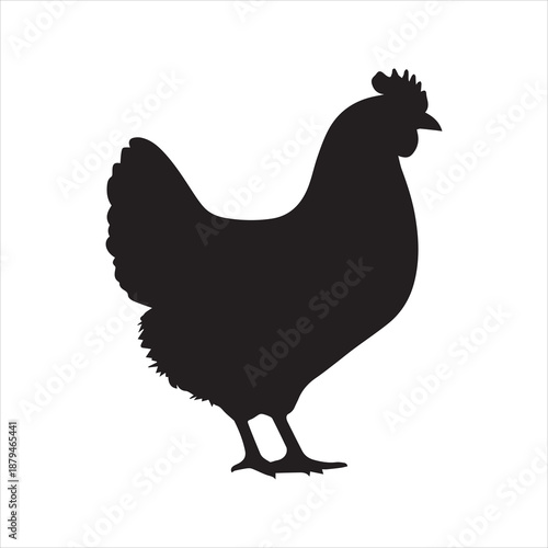 Chicken Silhouette Icon – Farm Bird Animal Vector Illustration