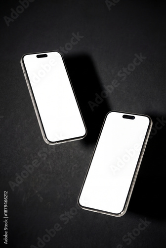 Mockup smartphone black background Image , Mock up isolate screen phone for Infographic web site design app advertise Mobile phone app user experience UX or app UX 