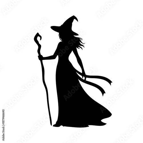 Silhouette of a mystical witch